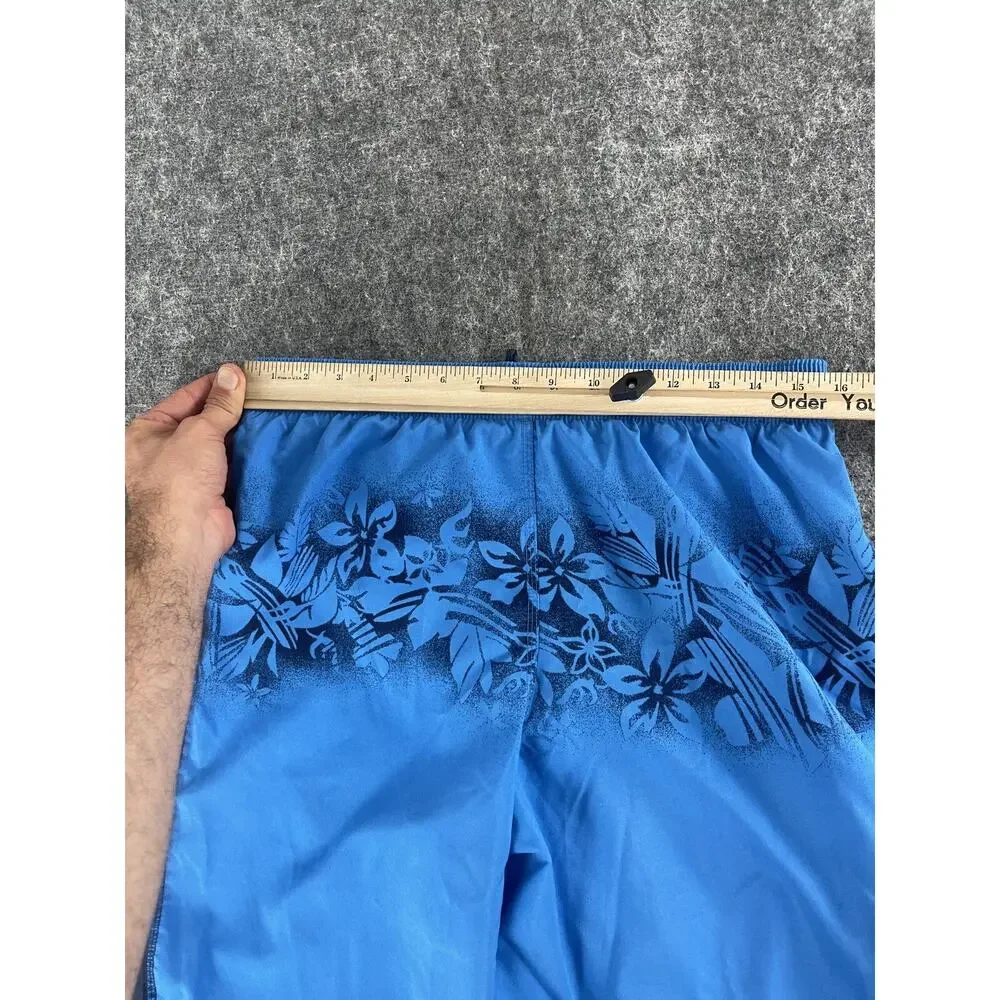 Nike Swim Trunks Mens Shorts Medium Blue Floral Board Shorts Stretch Beach N246